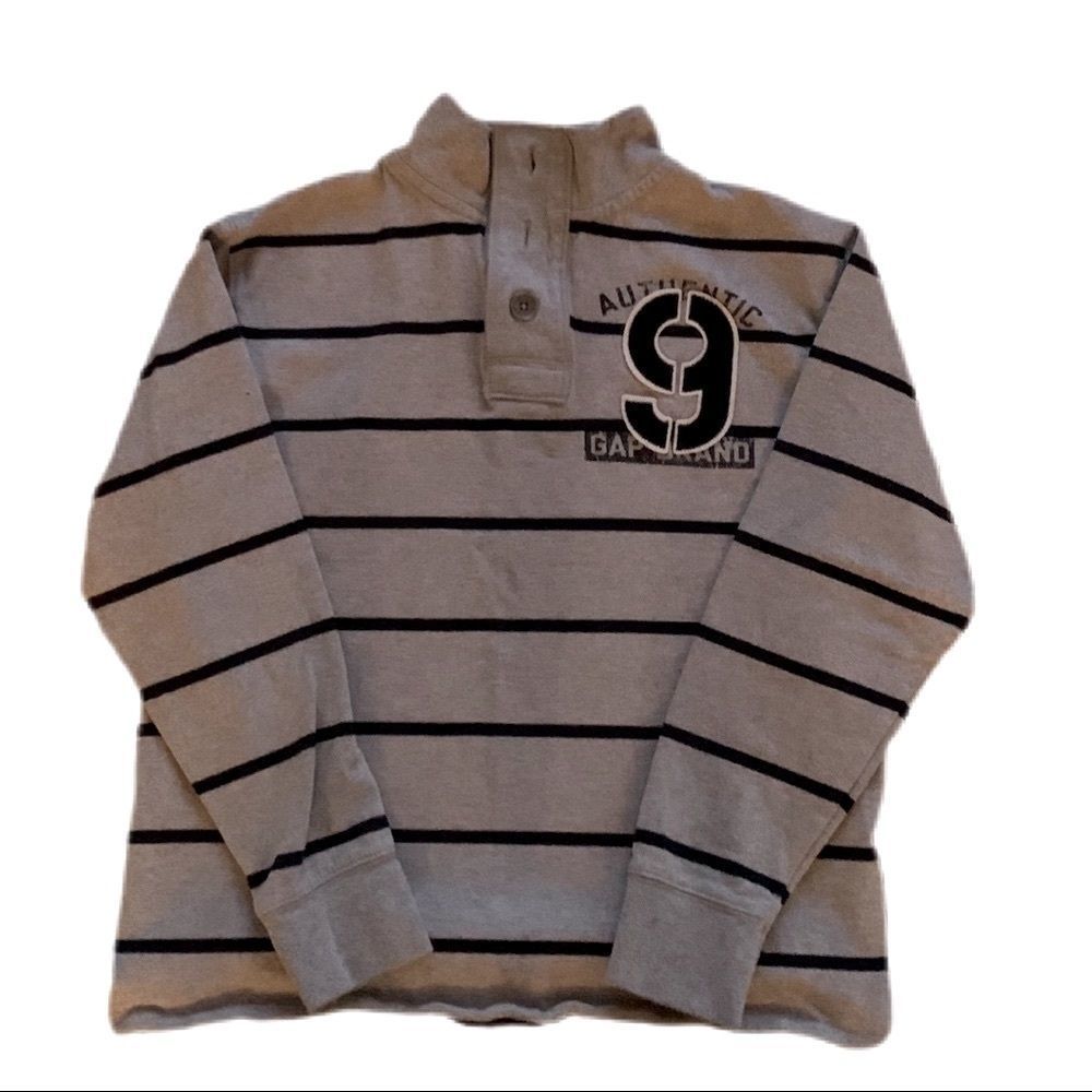 GAP kids- thick grey navy stipe long sleeve 8